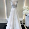 SZ 12 Beaded Cap Sleeve Gown-Erie