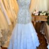 Size 8: Strapless Drop Waist White Gown With Beaded Bodice - Image 2